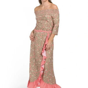 Off the Shoulder Ruffled Gown (Multicolor)